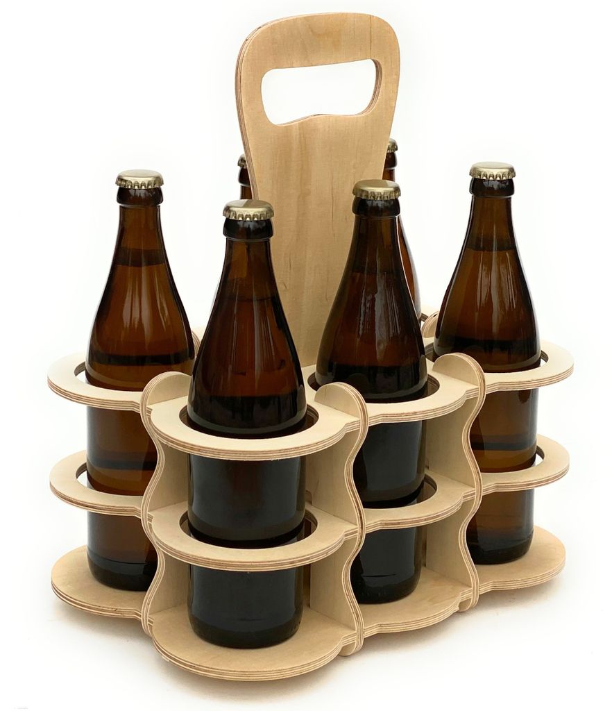 DanDiBo Bierträger aus Holz 6 Flaschen