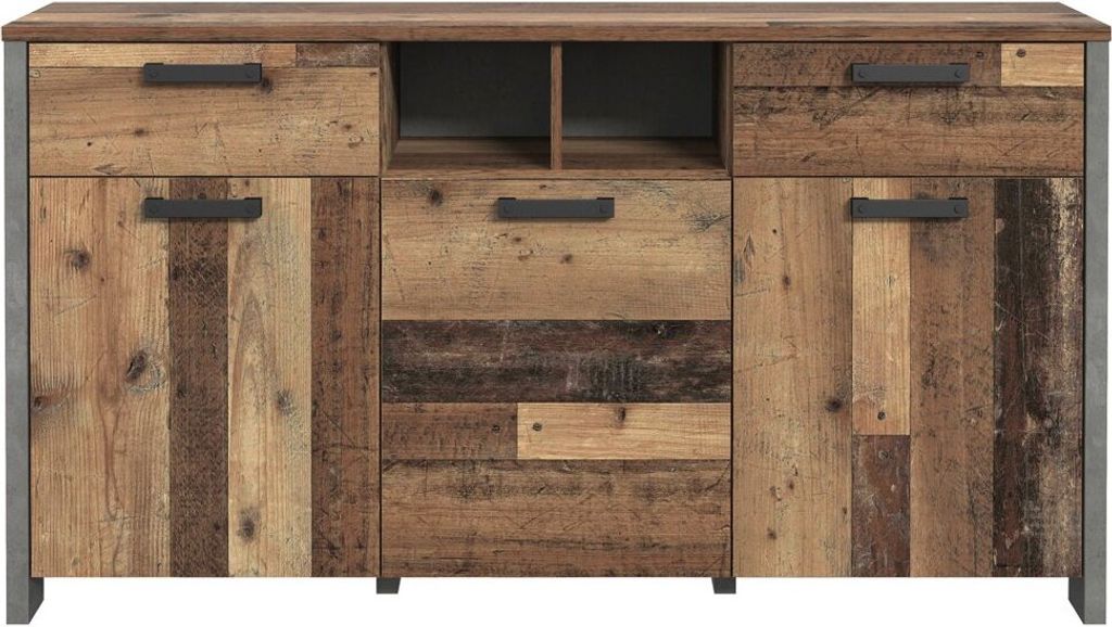 Sideboard Anrichte 156 cm Old Wood Vintage - Betonoptik - CLIF - Die Möbelfundgrube