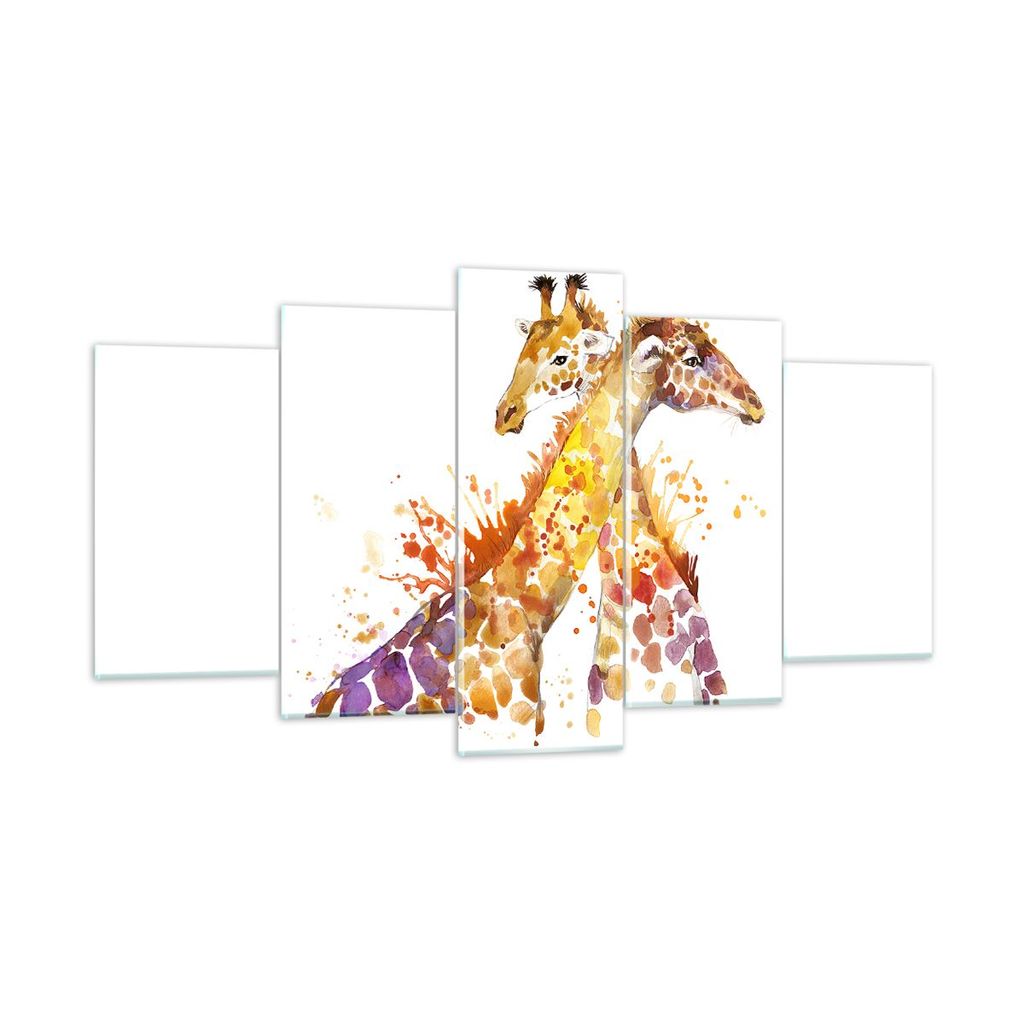 Bilder auf glas - Giraffen Tiere Kinder Safari - 160x85cm - Glasbilder - Wandbilder - Kunstdruck - zum Aufhängen bereit - Wanddekoration aus Glas ...