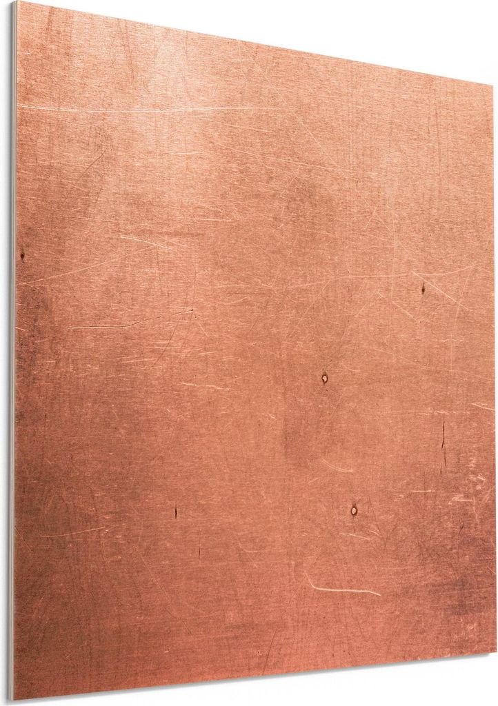 DEQORI Holzbild 50x50 cm 'Kupferplatte mit Kratzern' Bild auf Holz Wandbild Kunstdruck