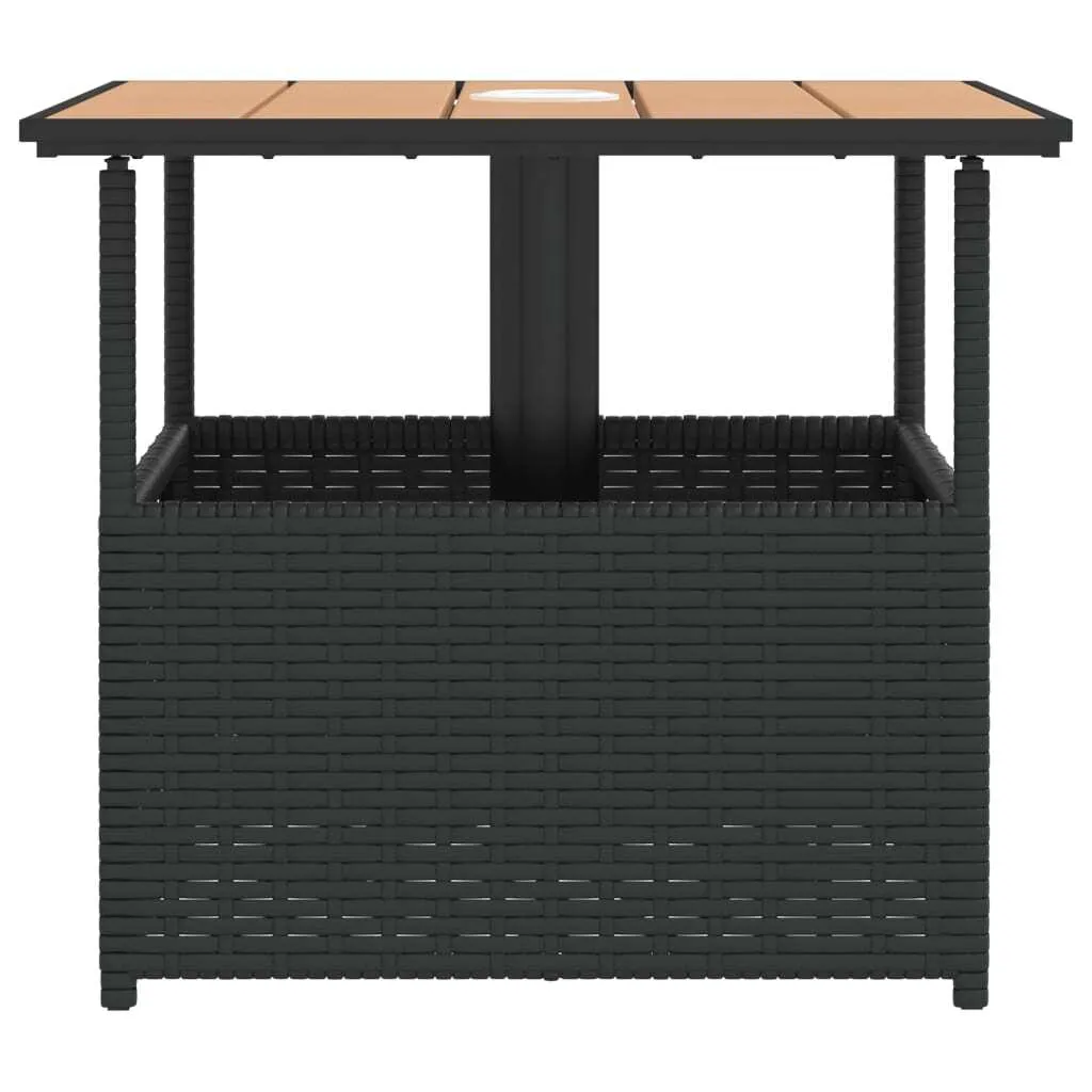 Table basse de jardin noire 55 cm avec support parasol en Poly rotin chic - 6
