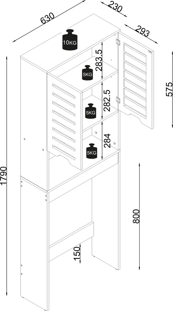 Armadio Lavanderia Flonali Überbauschrank | Design Bianco Minimal 190cm - 6