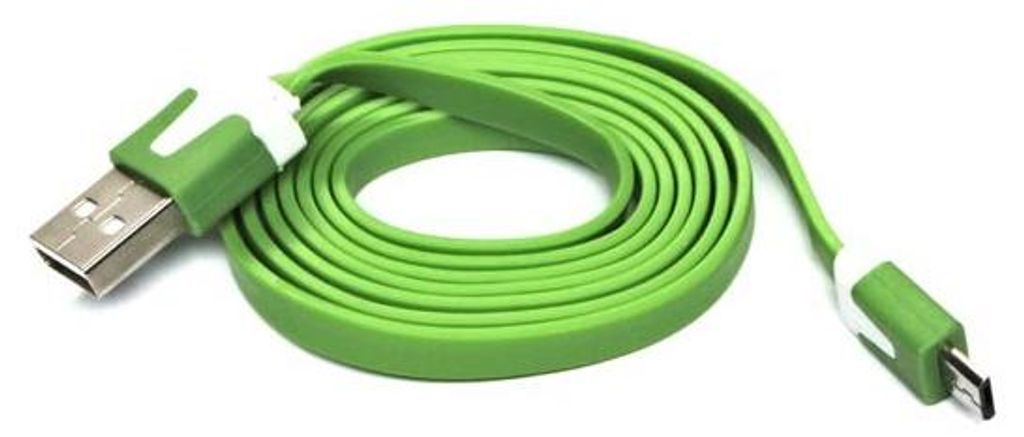 USB-Kabel (2.0), USB A M - microUSB (M), 1m, flach, grün