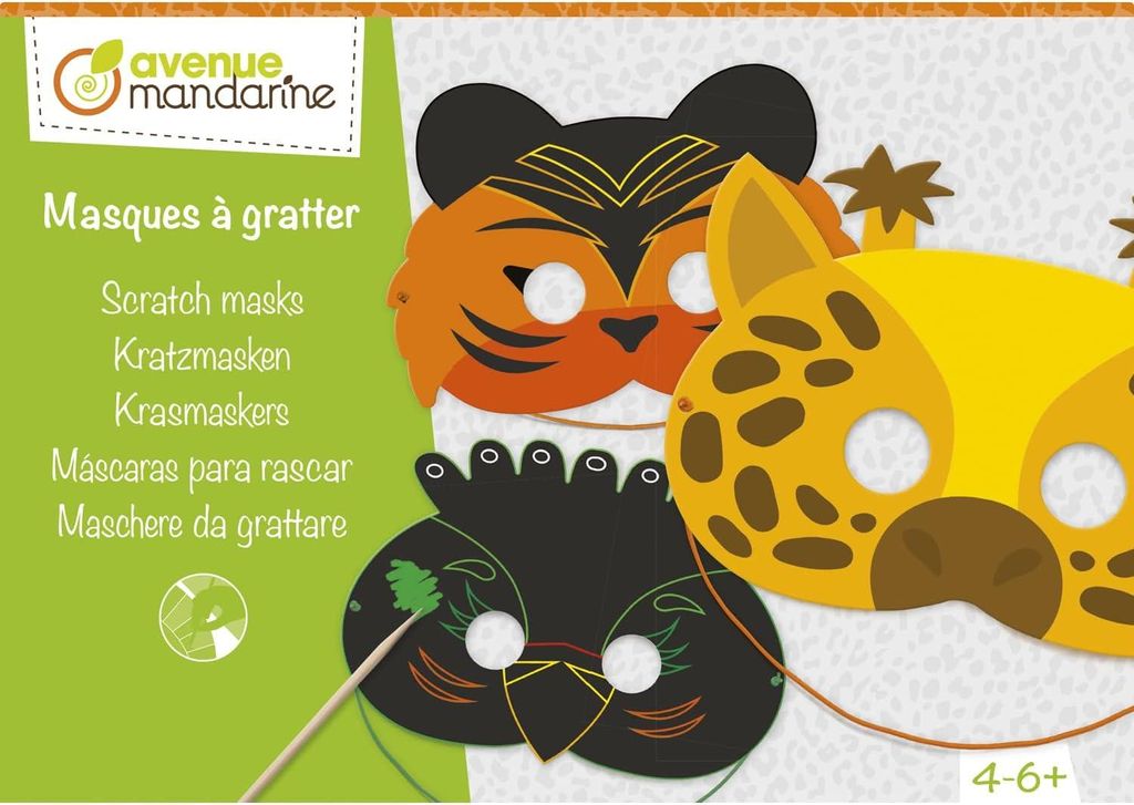 My Mandarine KC141C - Kreativset mit 5 Masken zum Kratzen, ideal für Kinder ab 4 Jahren, 1 Set