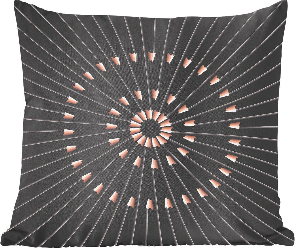 MuchoWow Zierkissen Sofakissen Wohnzimmer Dekokissen 45x45 cm Kreis - Schwarz - Bleistifte - Schlafpolster - Polster für das Sofa