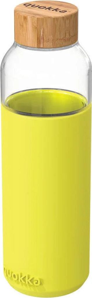 QUOKKA Flow Glasflasche Wasserflasche Trinkflasche antirutsch Cover 660 ml – Gelb