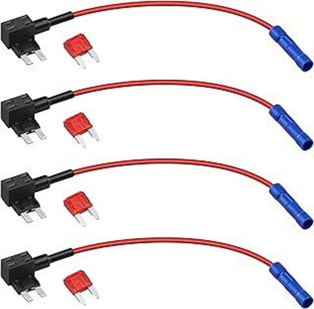 Poeland 4er Set Sicherung Adapter, Stromdieb, Mini Auto Sicherungsadapter mit 10 A Mini Blade-Sicherung für Auto, Elektronikgerät