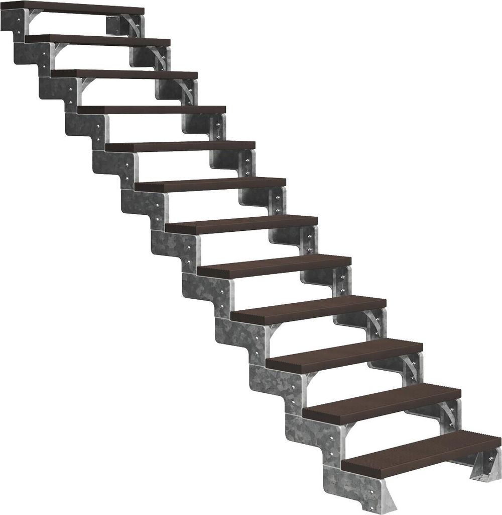 Dolle Außentreppe Gardentop 252-308cm Geschosshöhe mit Trimax dunkelbraun 100cm breit ohne Geländer