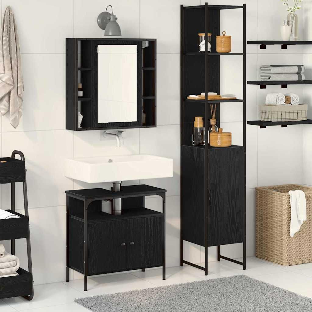 Maison Exclusive - Badezimmermöbel-Set 3 pcs Schwarz Eichen-Optik Holzwerkstoff