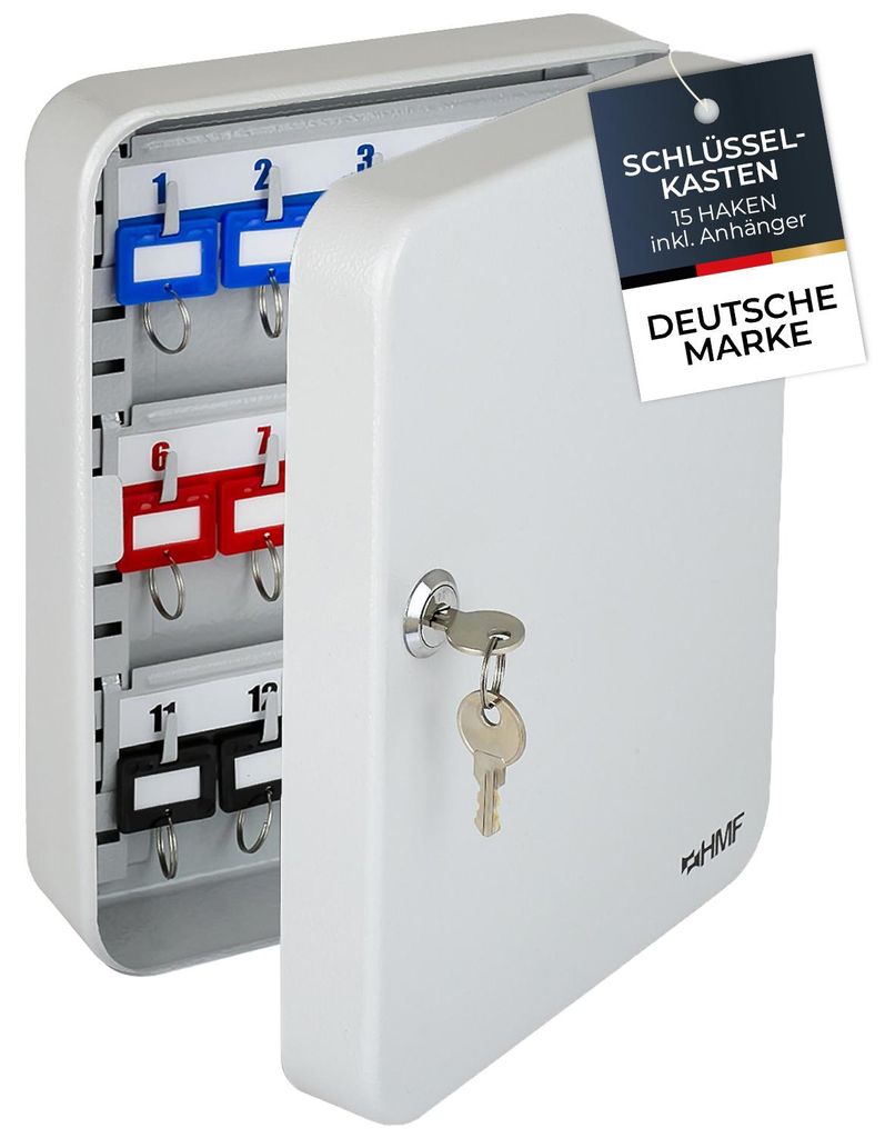 Schlüsselkasten mit 15 Haken von HMF in Lichtgrau