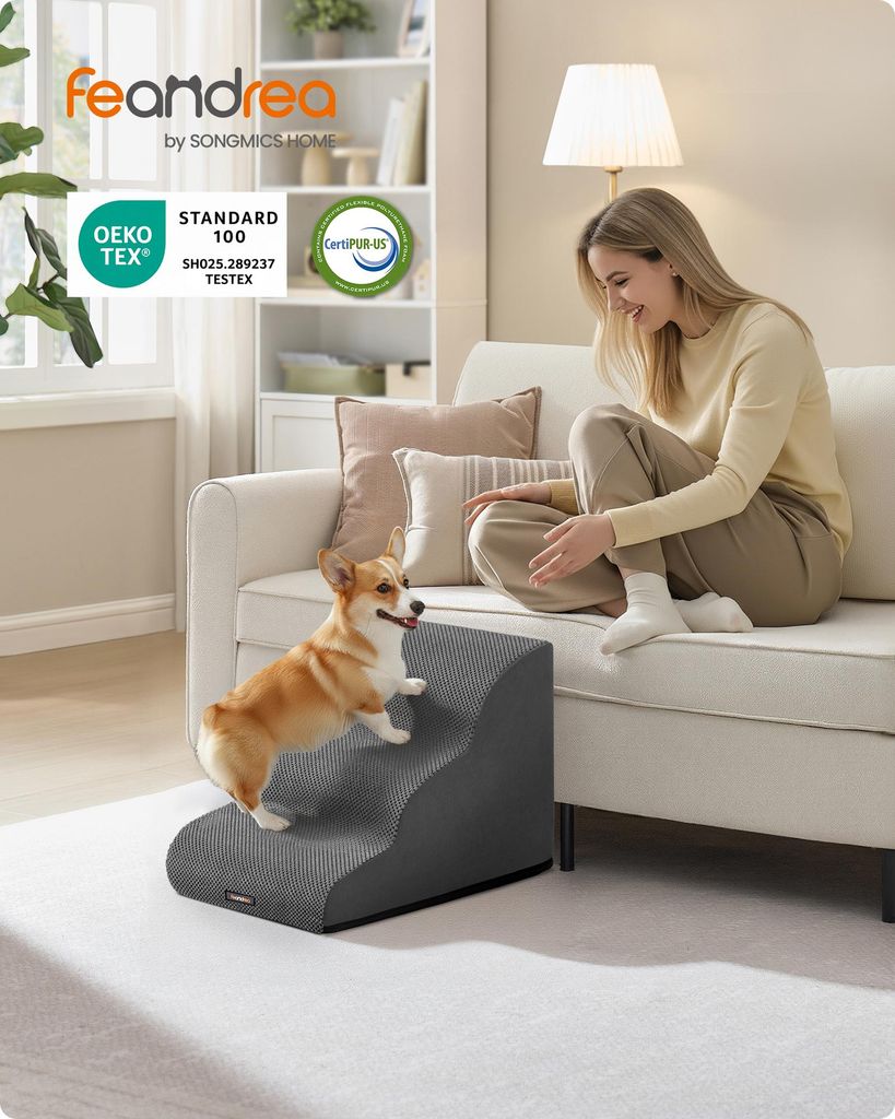 FEANDREA Hundetreppe, 3-stufig-Haustiertreppe, Produktbild  KI-generiertes Bild