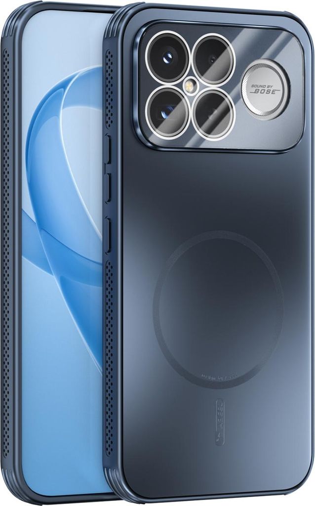 Matte PC TPU Hülle für Xiaomi Poco F8 Ultra/Redmi K90 Pro Max Magnetische Handyhülle mit Linsenabdeckung und Wärmeableitung Stoßstange Blau