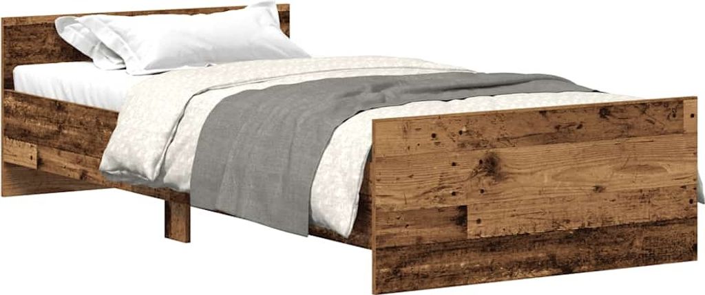 Bettgestell ohne Matratze Altholz-Optik 75x190 cm Holzwerkstoff