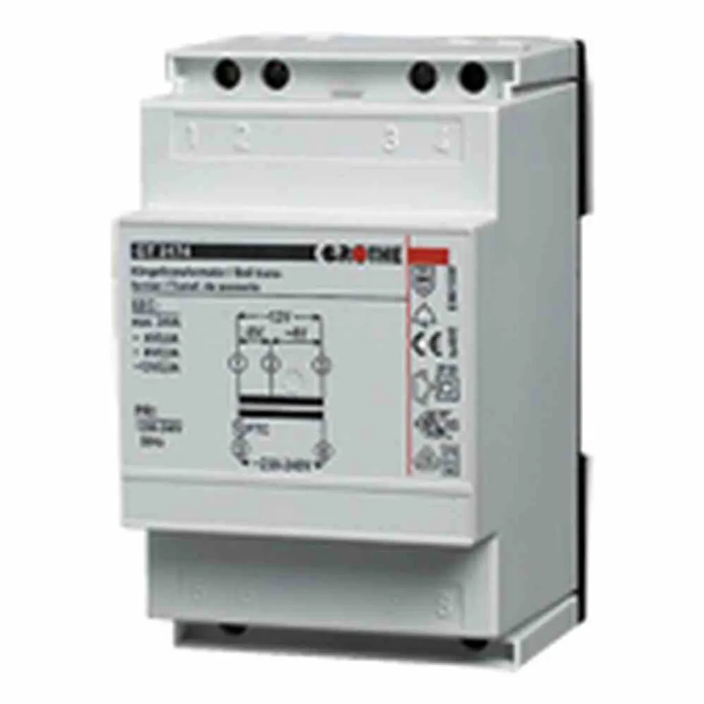 Transformateur de sonnette modulaire 230V vers 8V et 12V Grothe