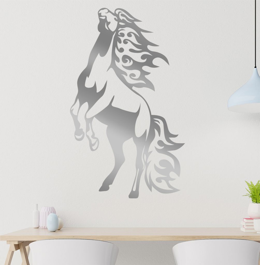 Flammen Pferd Wandtattoo in 6 Größen - Wandaufkleber Wall Sticker - Dekoration, Küche, Wohnzimmer, Schlafzimmer, Badezimmer