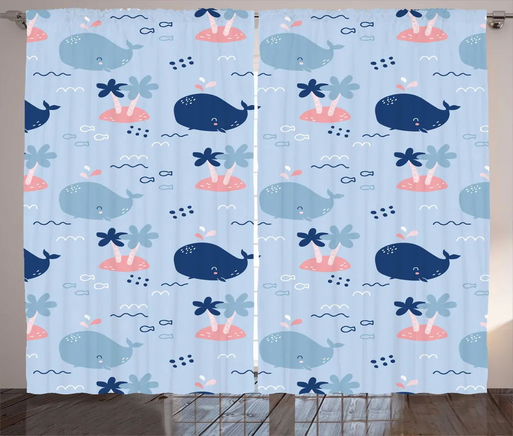 Rideaux de Fenêtre Universels Motif Baleine pour Chambre d'Enfant 280x225