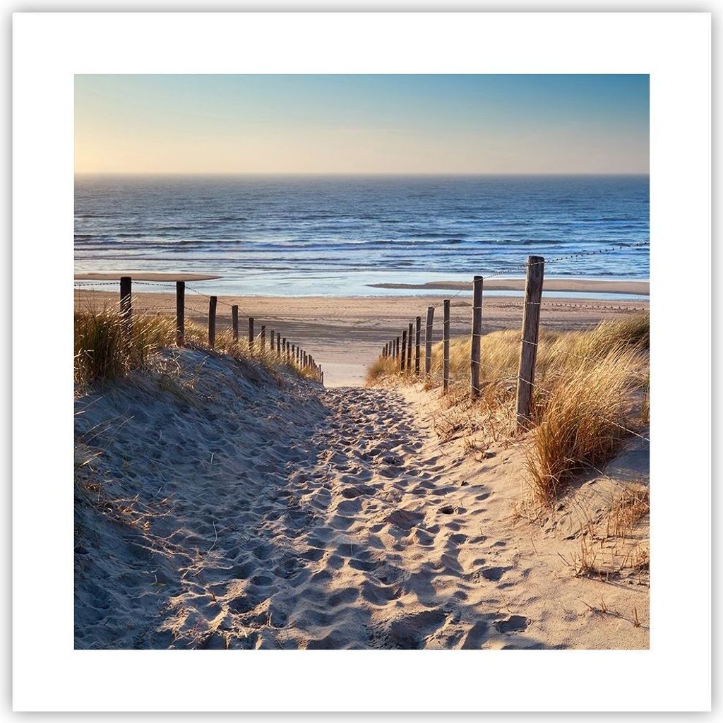 Poster - Poster ohne Rahmen - Meer Strand Düne - 40x40 cm - Wand Bild - Wanddeko - Wandbilder - Kunstposter - Wandposter - Bilder - Kunstdruck - W...