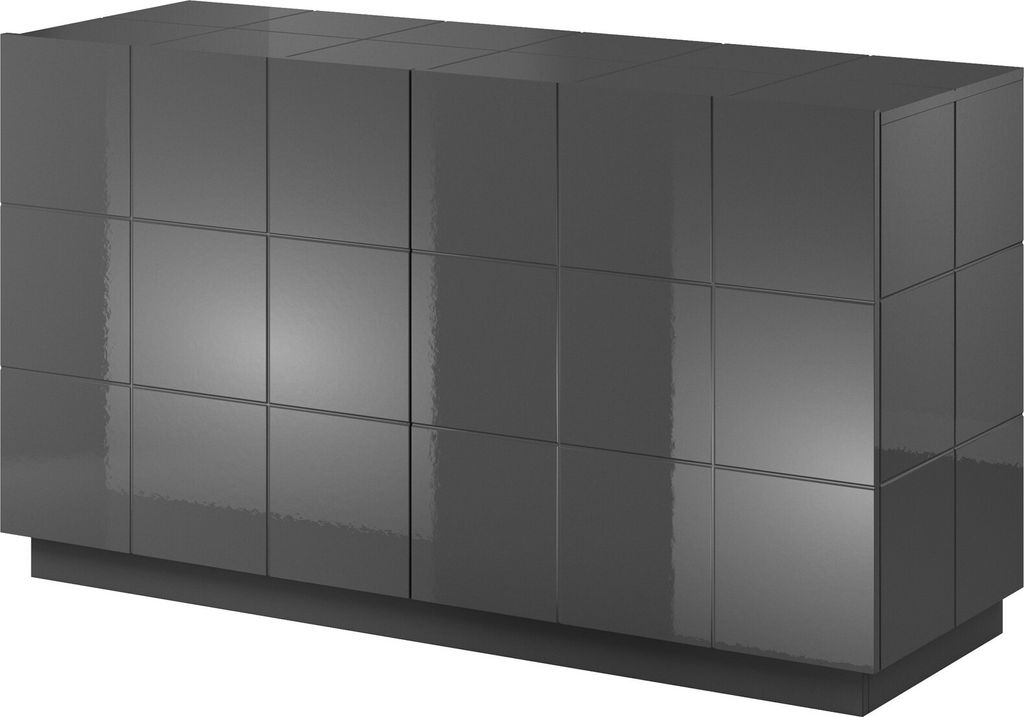 Furniture24 Kommode Reja 2D Sideboard Schrank Wohnzimmerschrank 2 Türiger Hochglanz