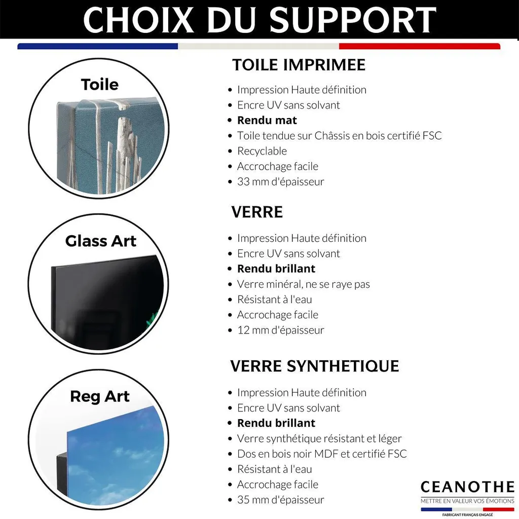 Tableau verre synthétique brillant 90x90 cm paysage Banc d'Arguin bleu - 5