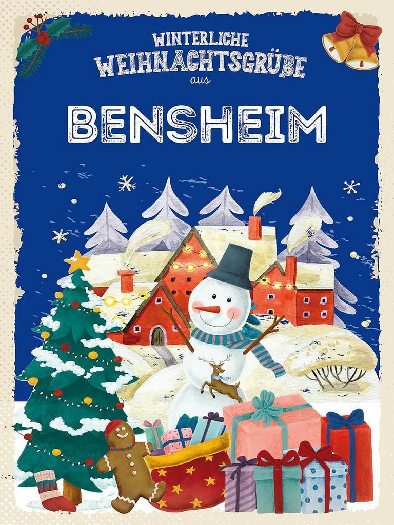 vianmo Holzschild 40x30 cm Weihnachtsgrüße BENSHEIM