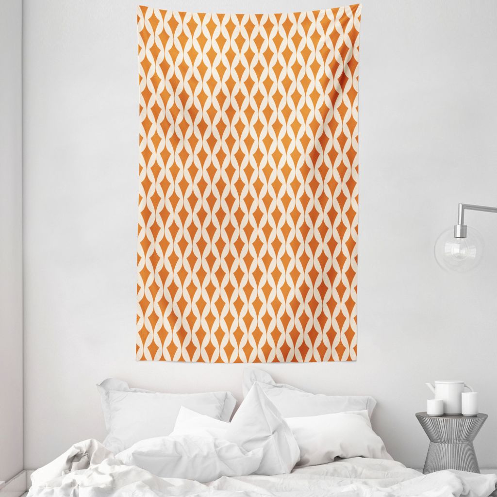 ABAKUHAUS Orange Beige Wandteppich und Tagesdecke, Abstract Ornament aus Weiches Mikrofaser Stoff Waschbar ohne Verblassen Digitaldruck, 140 x 230 ...