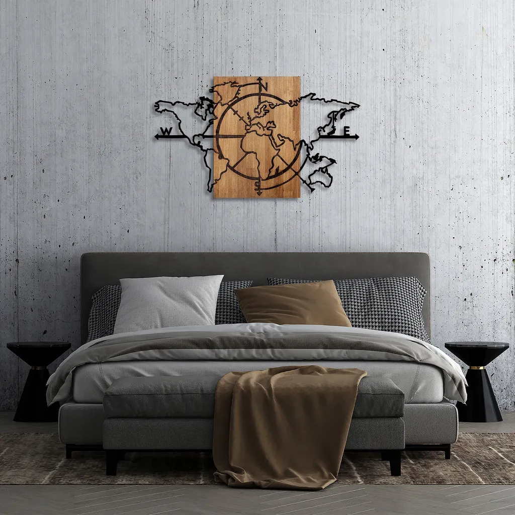Habiller un Mur Vide : Mappemonde Métal Noir Wallity Largeur 118 cm - 3