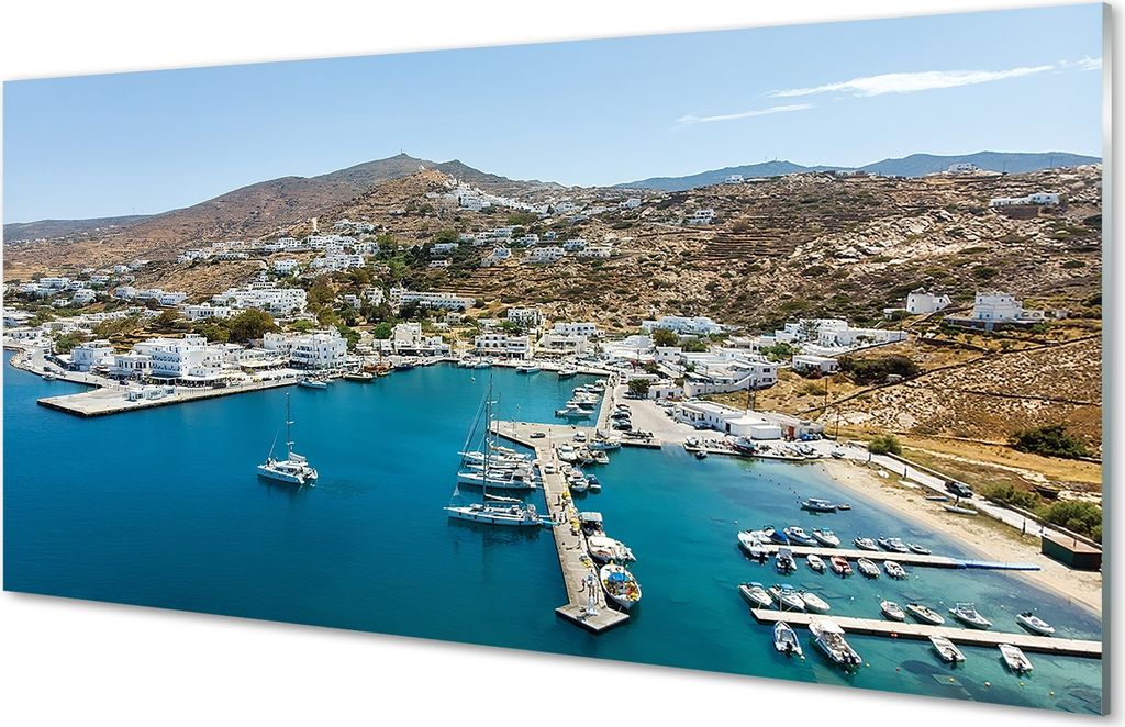 Spritzschutz 100x50 Wandkunst Griechenland Küste Bergstadt