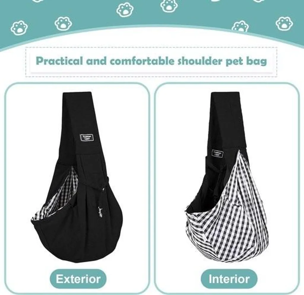 Sac transport chien réglable et robuste capacité 10 kg nylon noir - 4