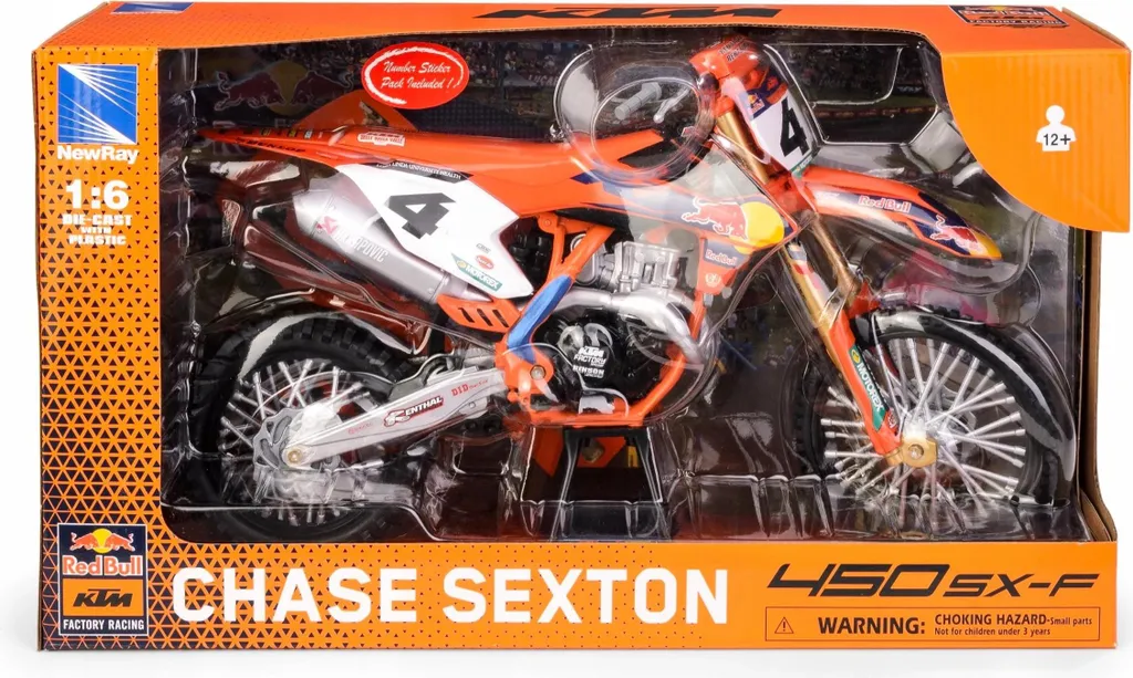 KTM 450 SX-F miniature grand format 1:6 avec suspensions mobiles