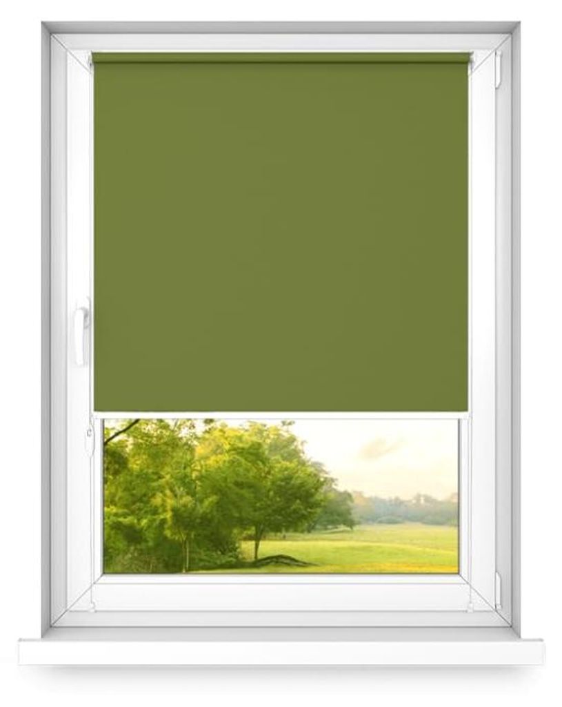 Time4blinds - Verdunklungsrollo ohne Bohren - Waldgrün - Links, 400x1900mm