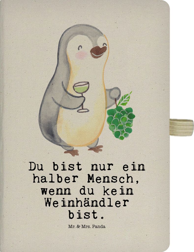 Mr. & Mrs. Panda Skizzenbuch Weinhändler Herz - Transparent - Geschenk, notizbuch, Tagebuch, Kladde, Journal, hardcover