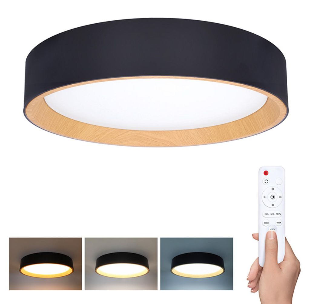 Solight LED-Beleuchtung mit Fernbedienung Larios Schwarz, 48 W, 3360 lm, 39 cm, Farbwechsel, dimmbar WO8016