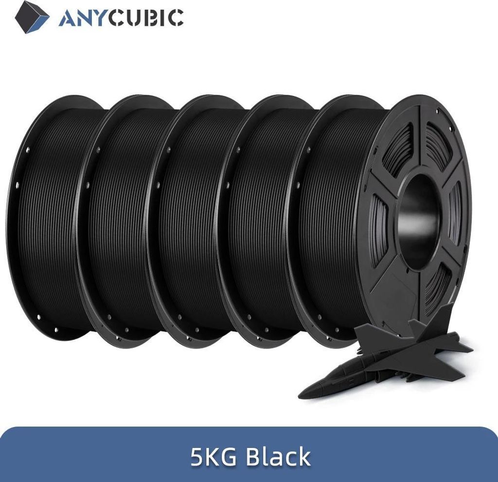 PLA 3D‐Filament - Filament für FDM/FFF 3D‐Drucker - Durchmesser 1,75 mm - Gewicht 5 kg - Umweltfreundlich - Maßhaltig - Schwarz