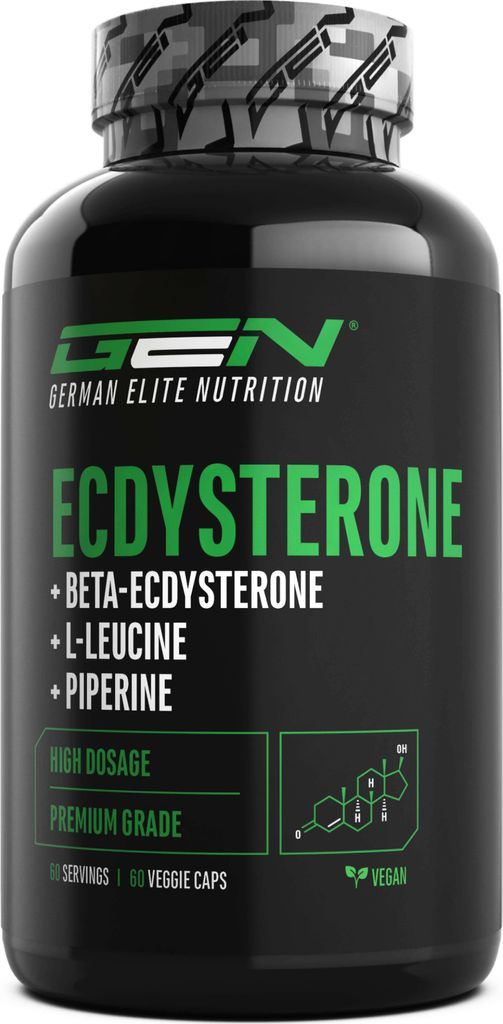 Ecdysteron-Max - 60 Kapseln á 760 mg (vegan) -  Beta-Ecdysteron + L-Leucin + Piperin - Elite T-Booster - Premium Qualität