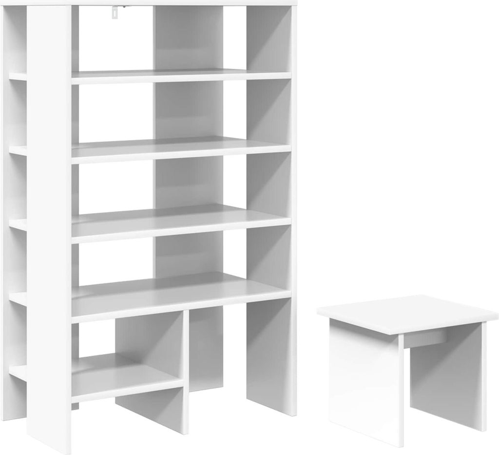 "SALE 2026" Schuhschrank mit Regal mit Speicher 2er Set,multifunktional& Moderne - Weiß Holzwerkstoff - Schuhregale DE5491427