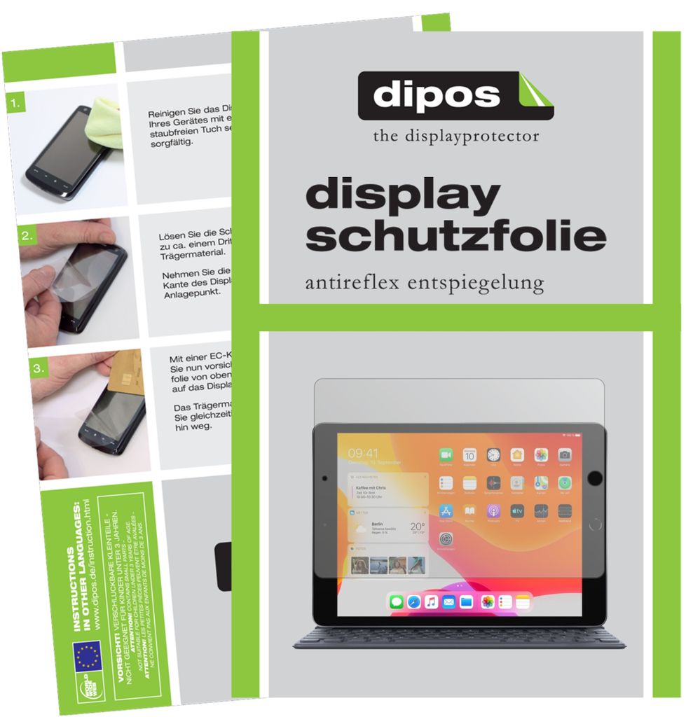 2x Schutzfolie für Apple iPad 10.2 Zoll (2019) matt Displayschutzfolie Folie Display Schutz dipos