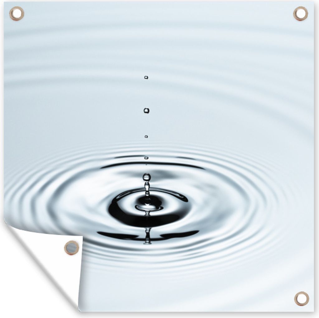 MuchoWow 50x50 cm Outdoor-Poster Gartendeko Sichtschutz Garten Poster für den Garten Wassertropfen bilden Ringe in hellblauem Wasser