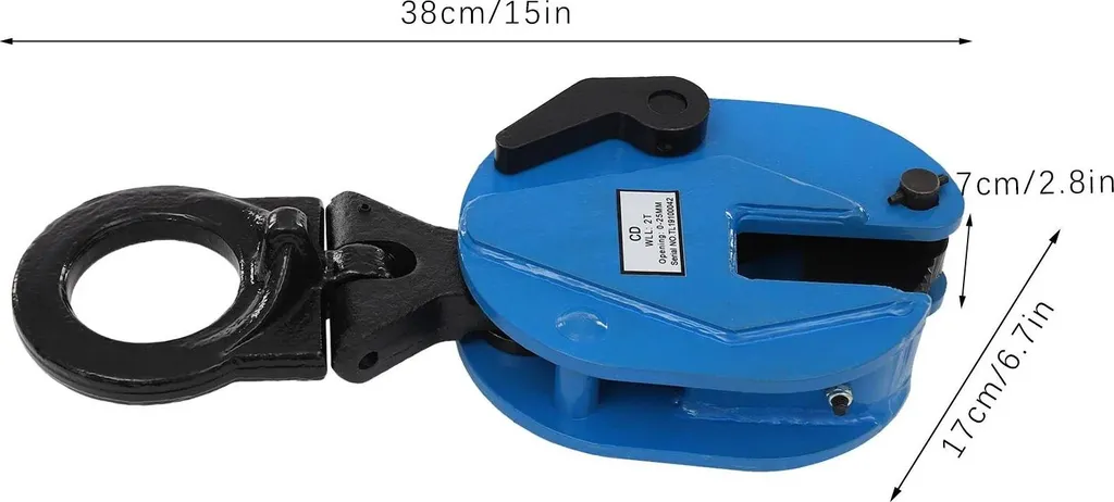 Pince de levage verticale 2 tonnes pour grue en acier renforcé bleu - 2