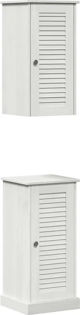vidaXL Set Mobili Bagno VIGO 2 Pezzi Legno Massiccio Bianco Antico
