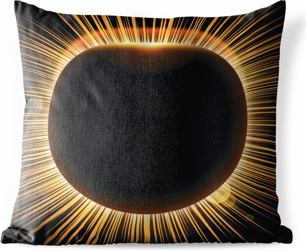 MuchoWow Outdoor Kissen - Eine Illustration einer Sonnenfinsternis mit goldenen Strahlen - 40x40 cm - Wetterfest - Lounge Kissen - Kopfkissen - I...