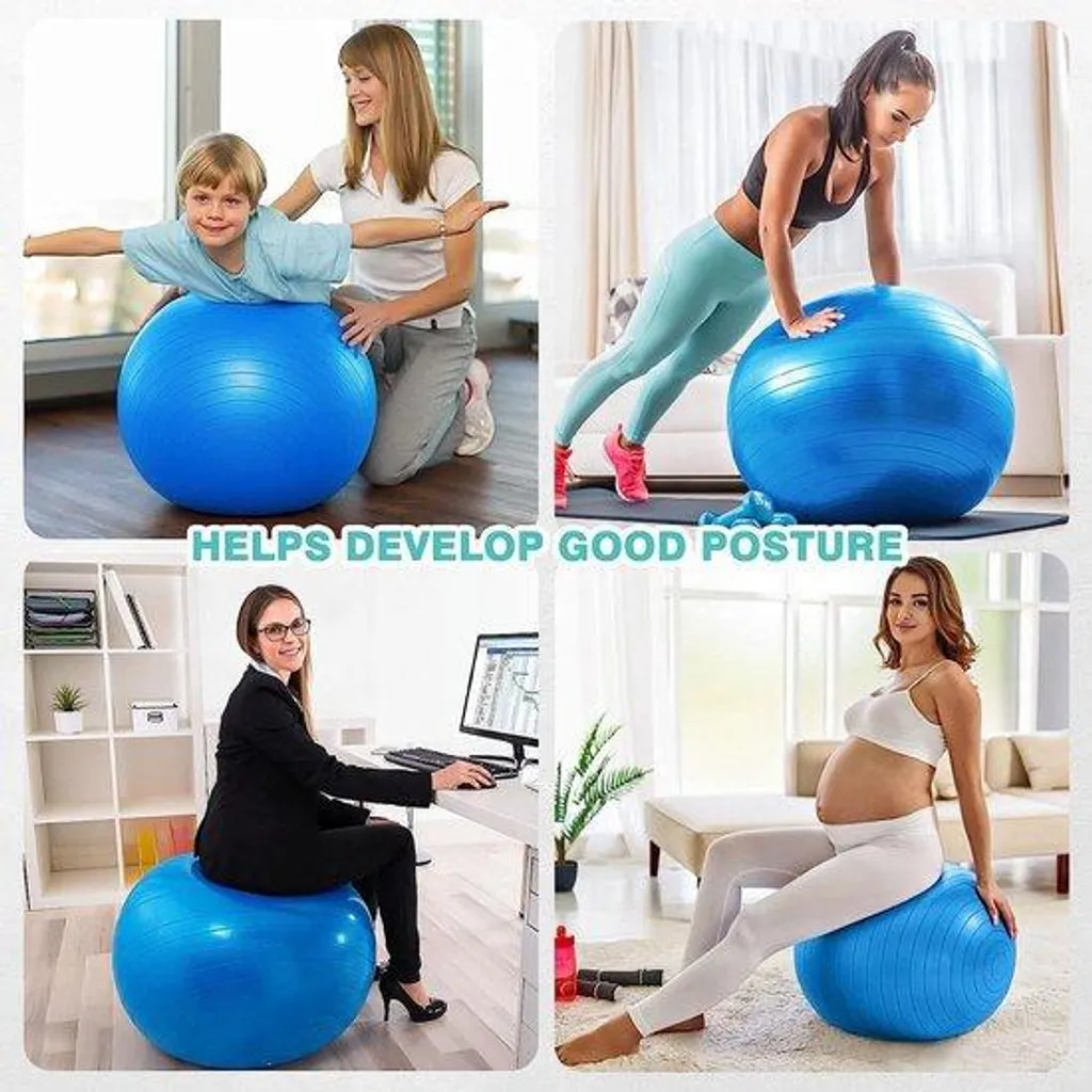 Ballon de Pilates 75 cm Gris Anti-Éclatement pour Yoga à la Maison