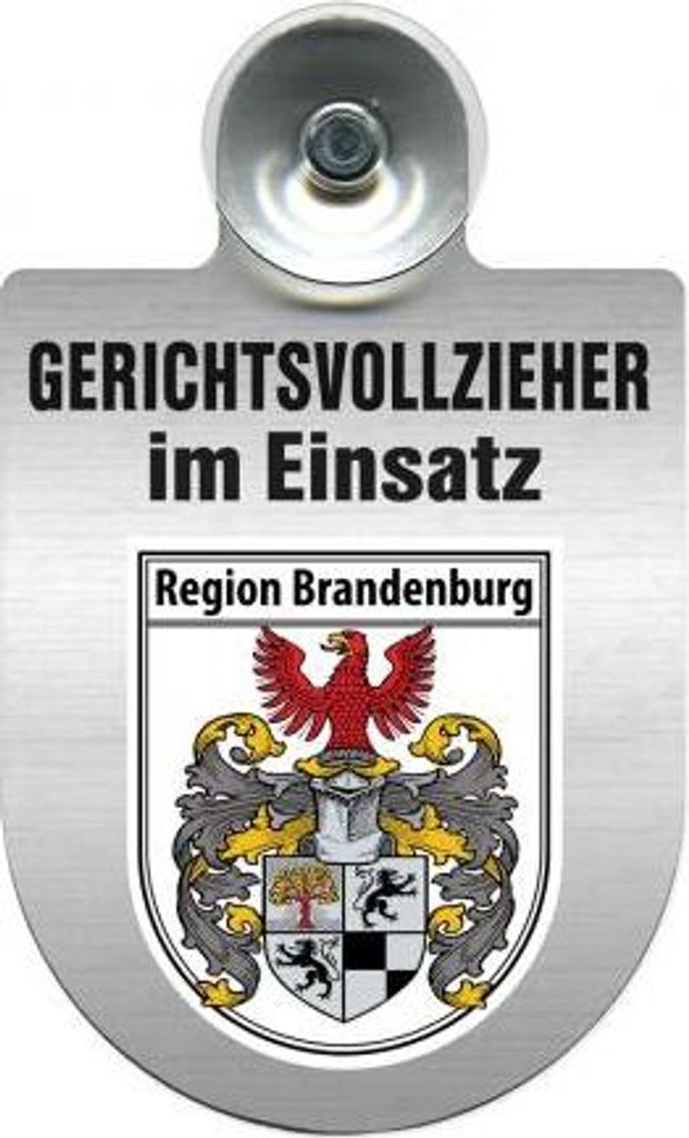 Einsatzschild Windschutzscheibe incl. Saugnapf - Gerichtsvollzieher im Einsatz - 309744 - incl. Regionen nach Wahl Color - Region Brandenburg