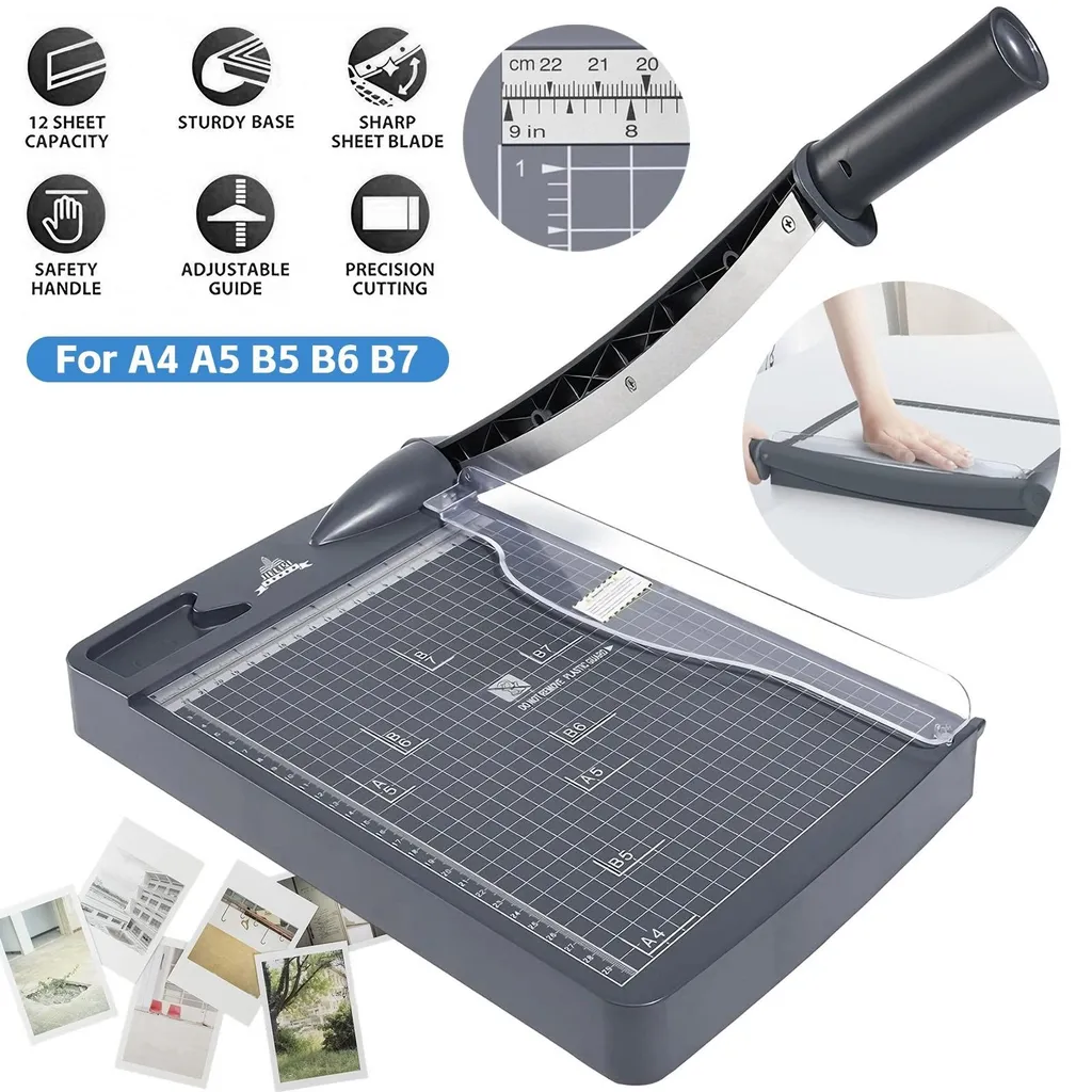 Massicot Manuel avec Grille de Mesure Précise Capacité 12 Feuilles A4