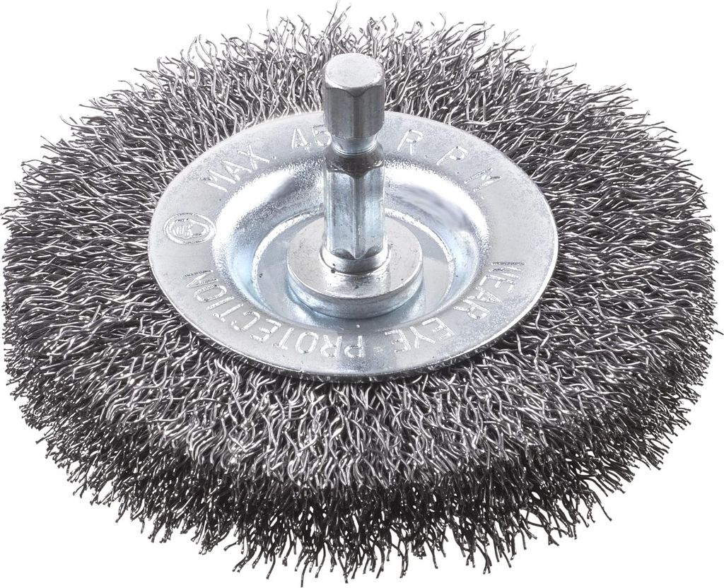 kwb Scheiben-Bürste grob, extra dicker HSS-Stahldraht, Ø 75 mm für Metall und Stein, Drahtbürste für Bohr-Maschine inkl. E6.3 Sechskant-Schaft...
