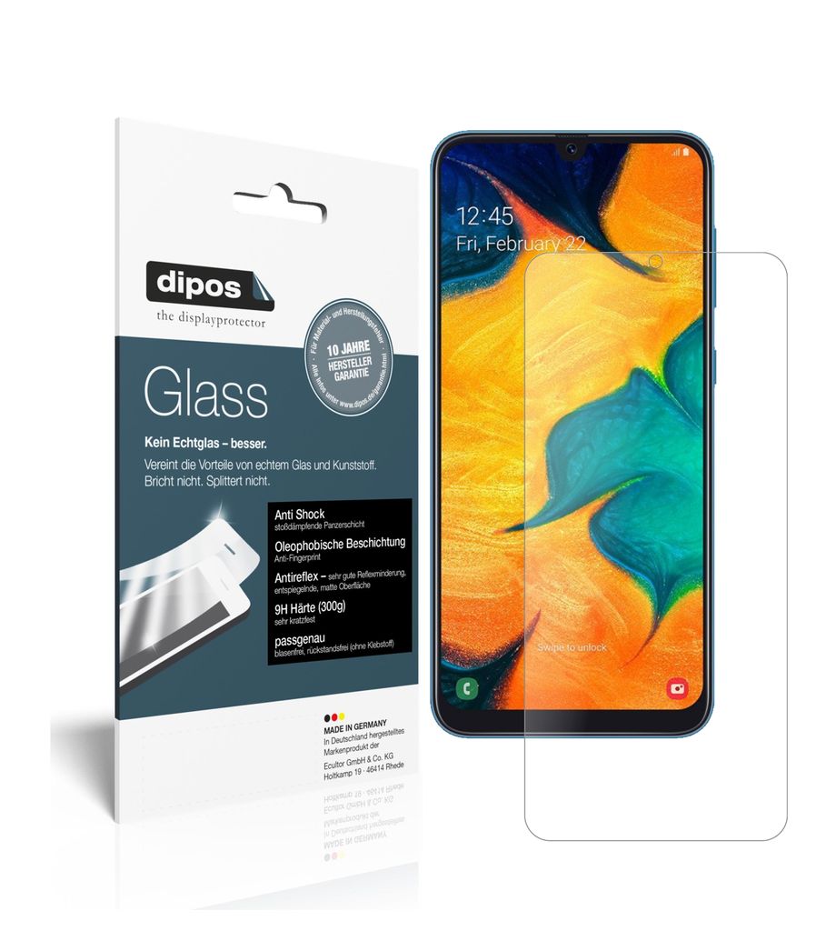 2x Schutzfolie für Samsung Galaxy A30s matt - Anti-Shock 9H Folie dipos Glass Kunststoffglas