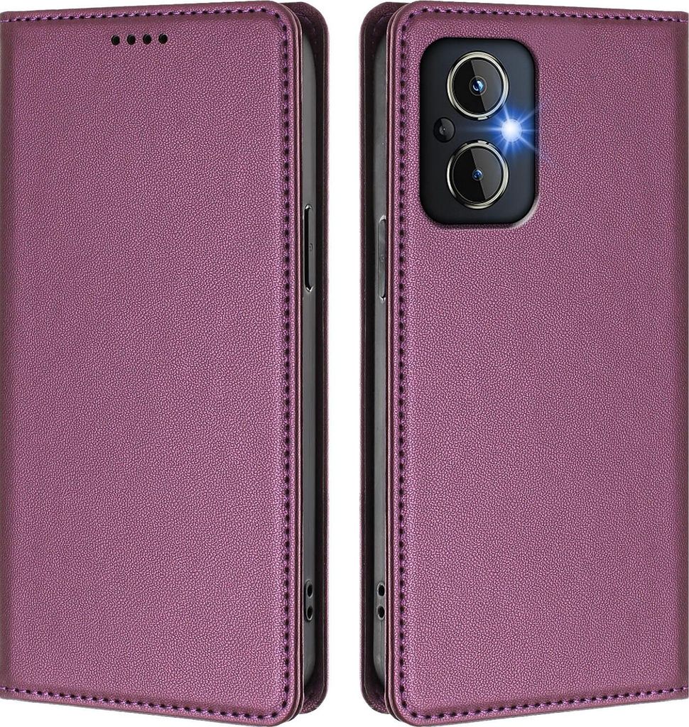 Handyhülle für Oppo Reno8 4G/Reno7 4G, Kunstleder Klapphülle Stoßfeste Magnetische Hülle mit Ständer Lila