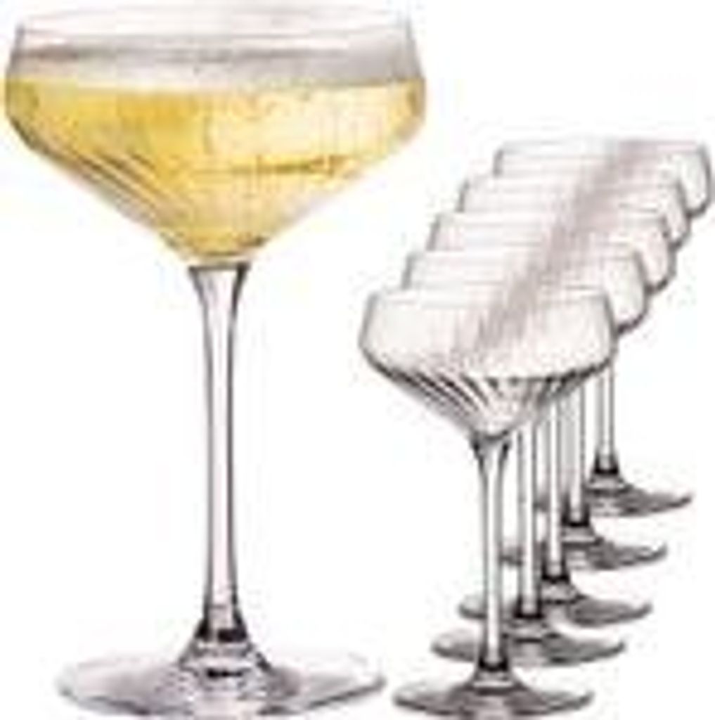 IMPERIAL geriffelte Cocktailschalen 6er Set – Coupe Gläser transparent aus Crystalline Glas 270ml "London" Spülmaschinenfest