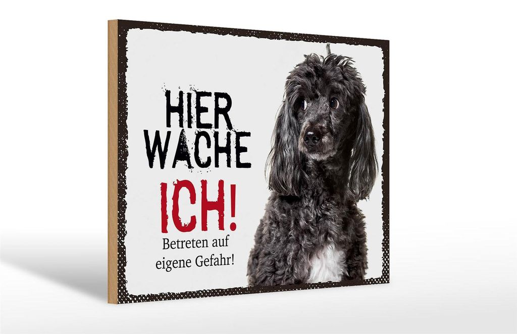 Holzschild Hinweis Pudel hier wache ich eigene Gefahr, 30 x Produktbild 