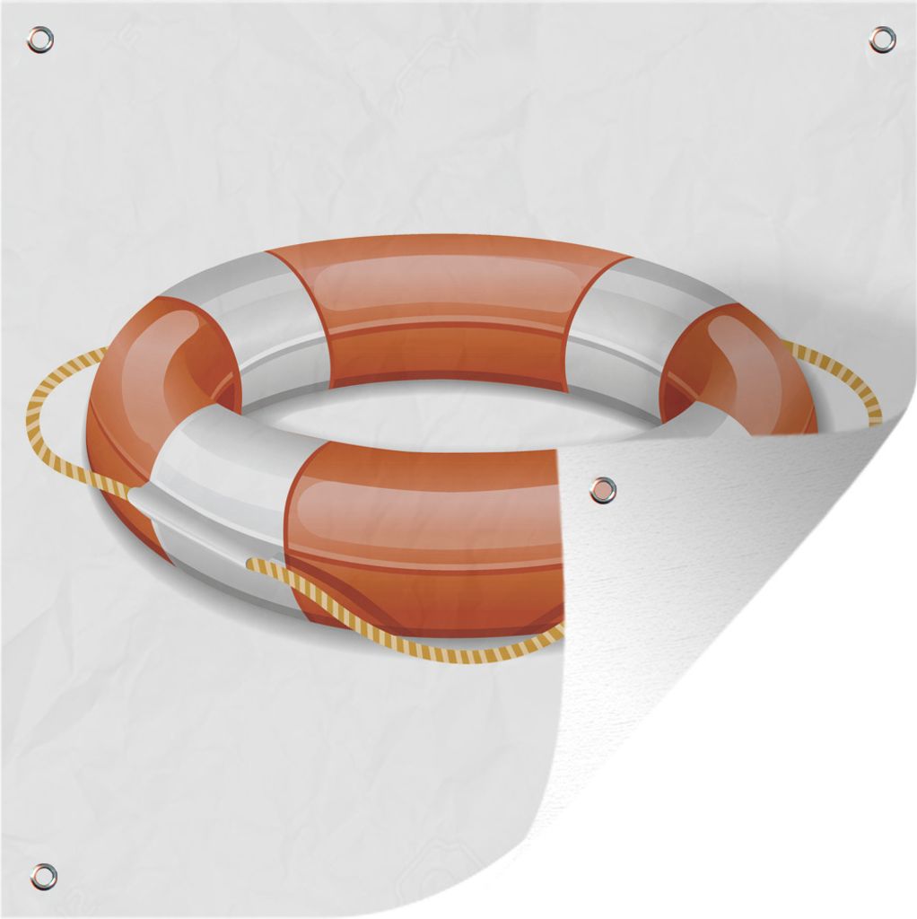 MuchoWow 50x50 cm Outdoor-Poster Gartendeko Sichtschutz Garten Poster für den Garten Illustration einer Boje mit roten und weißen Streifen