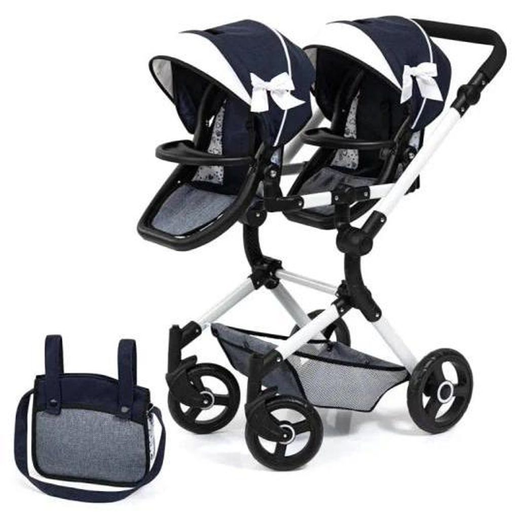 Poussette pour poupées jumelles Twin Neo bleue - Bayer Image du produit 